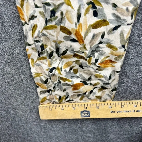 Zara Basic Pants Womens 4 Yellow Leaf Print Slim Ankle Chino Trousers Cotton - Picture 6 of 16